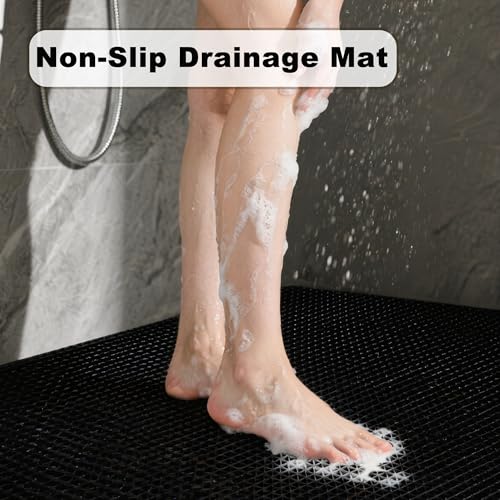 Thick PVC Drainage Floor Mat 3FTX16.4FT Black PVC Pool Floor Mat - size: 196.8" x 36" (Rectangular)