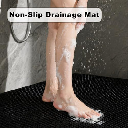 Thick PVC Drainage Floor Mat 3FTX10FT Black PVC Pool Floor Mat - size: 120" x 36" (Rectangular)