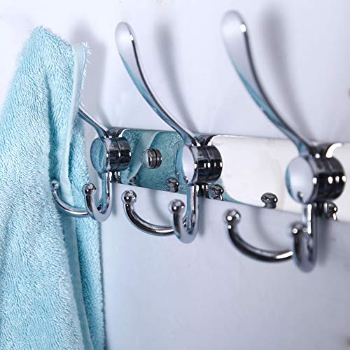 Dseap Coat Rack Wall Mount - 29.5” Long 8-Tri-Hooks Heavy Duty Coat Hanger Rail Wall Hooks for Hanging Coats Hats Clothing Clothes Purse Mudroom Entryway, Chromed - color: Chrome Finish, size: L=29.5” (1 Pcs)