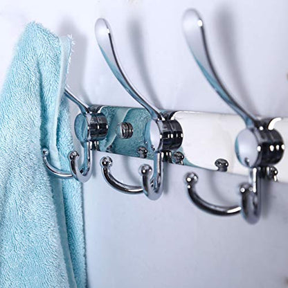 Dseap Coat Rack Wall Mount - 29.5” Long 8-Tri-Hooks Heavy Duty Coat Hanger Rail Wall Hooks for Hanging Coats Hats Clothing Clothes Purse Mudroom Entryway, Chromed - color: Chrome Finish, size: L=29.5” (1 Pcs)