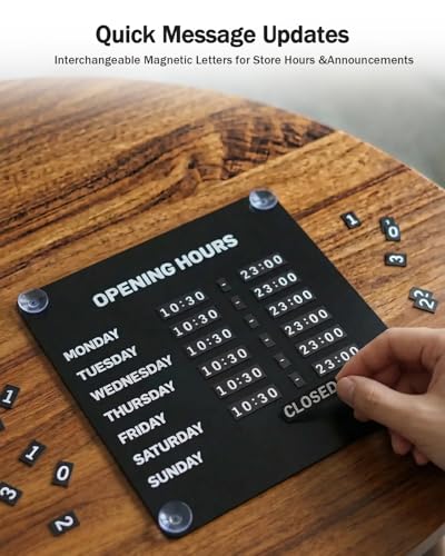 Magnetic Business Hours Sign, Changeable Storefront Opening Hours Board - color: Black Board