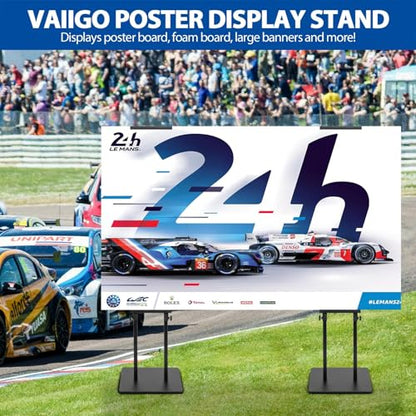 4-Pack Poster Stand - Heavy Duty, Double-Sided, Adjustable Height Up to 80 inches, Outdoor Banner Stand - Black - size: 4 Pack Poster Stand