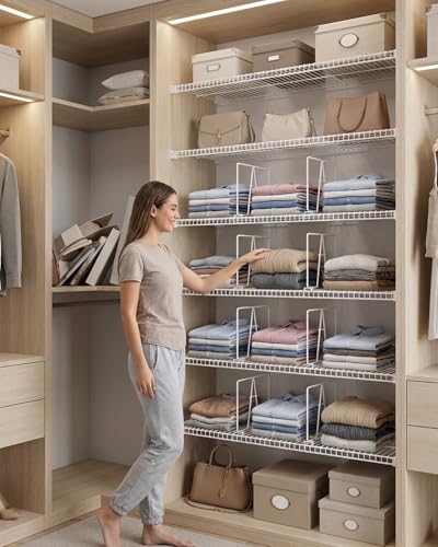 Supforce 4 Pack Wire Shelf Dividers for Closet, 12 x 12in, White - color: White