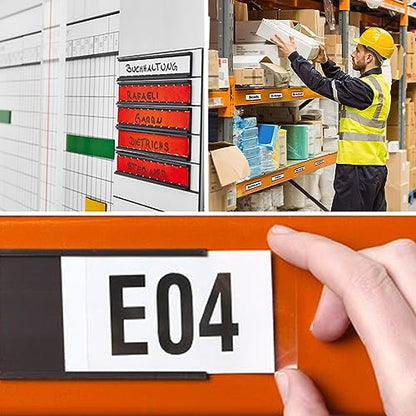 50 Pack C Channel Magnetic Label Holders 1'' x 3'' for Metal Racks