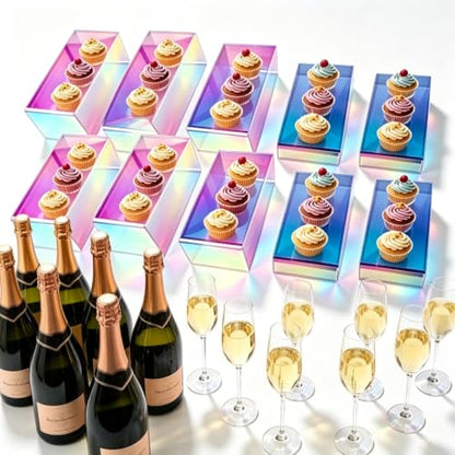 Wider Holographic Acrylic Risers 6 Pcs 4 Inch for Countertop Organizer - color: Holographic 6 PCs