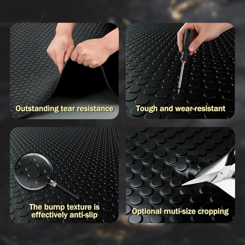 StellarStar 4x8 FT Garage Floor Mat, 2mm Thickened PVC Coin Pattern - color: Black(Coin), size: 4x8 FT