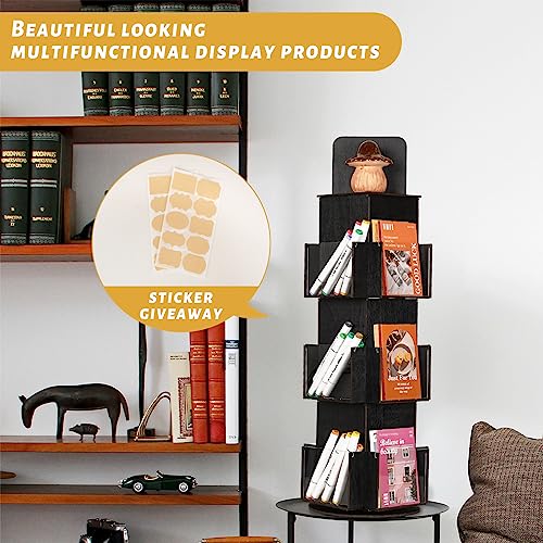 Natheeph Greeting Card Display, Rotating Display Stand, Wooden Display Rack - color: Ebony