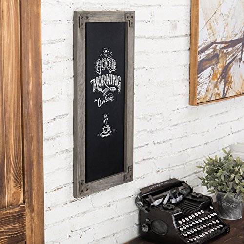 MyGift Wall Mounted Large Chalkboard Sign with Gray Wood Frame - color: Gray