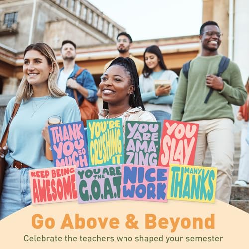 Sweetzer & Orange S&O Set of 24 Cute Appreciation Cards with Envelopes - 8 Teacher Appreciation Card Designs - Thank You Cards for Coworkers, Employee, Teachers, Recognition & Gratitude, 4.25”x5.75”