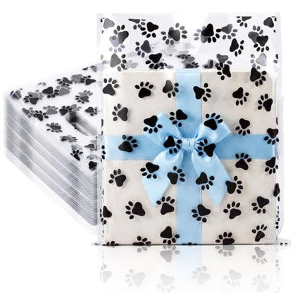 FunooFuno 200 Pcs Dog Paw Gift Bags Bulk, Clear - style: Clear