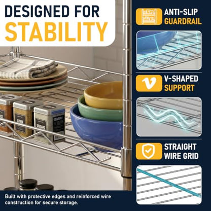 FDW | 5-Tier Wire Shelf | 22" x 12" x 48" | Chrome - color: Chrome, size: 22×12×48