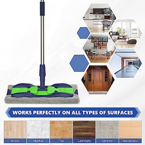 Microfiber Mops for Floor Cleaning: Flat Floor Mop with 4 Washable Pads - color: Green