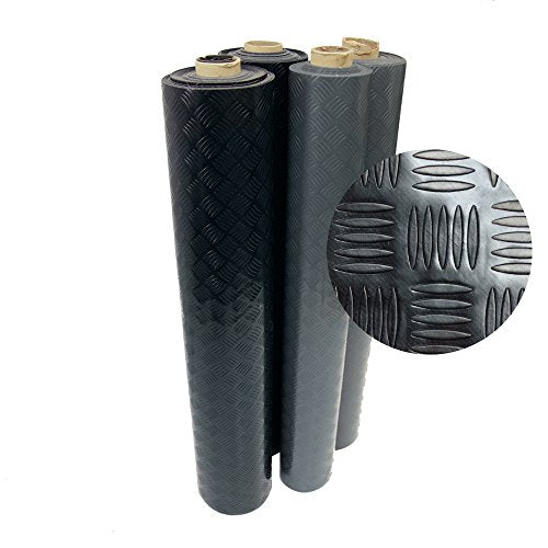 Rubber Cal Diamond-Grip Floor Mat - color: Black, size: 2mm x 4 x 6-Feet