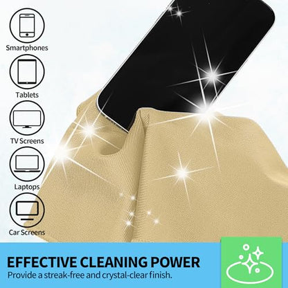 Microfiber Cleaning Cloth - 10 Pack Glasses Cleaning Cloth, 16" x 14" Window Cleaning Rags, Streak Free Lint Free Polishing Cloths Wipes for Eye Glass, Stainless Steel, Windshield, Beige - color: Beige, size: 16" x 14"