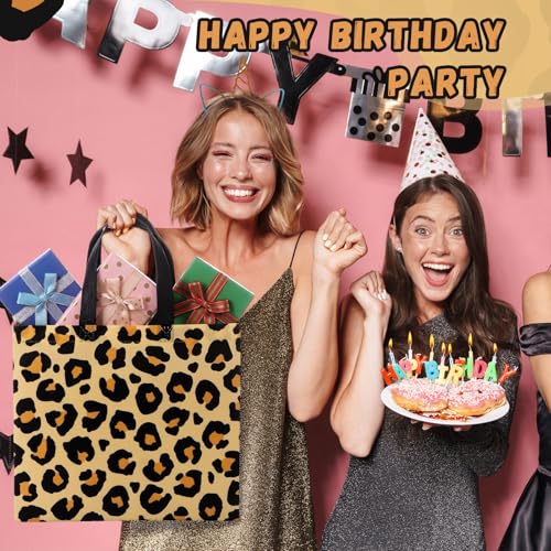Abbylike 30 Pcs Brown Leopard Gift Bags, Animal Print Reusable Tote - style: Brown Leopard