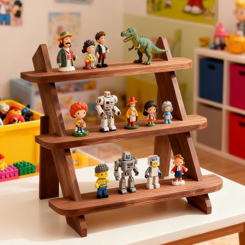 3 Tier Wooden Display Stand Wood Cupcake Stands Tool Free, Rustic Risers Dessert Retail Table Display Shelf Spice Rack Organizer Holder,Large Makeup Cologne Perfume Organizer,Figure Collectible Shelf