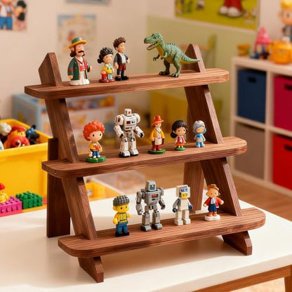 3 Tier Wooden Display Stand Wood Cupcake Stands Tool Free, Rustic Risers Dessert Retail Table Display Shelf Spice Rack Organizer Holder,Large Makeup Cologne Perfume Organizer,Figure Collectible Shelf