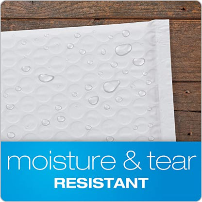 Quality Park Bubble Mailers,8.25 x 11 Shipping Envelopes,Water Resistant White Poly Padded Envelopes,Redi-Strip Peel Off Closure,25/Box (QUA85859),(Pack of 4) - color: White, size: One Size (Pack of 4)