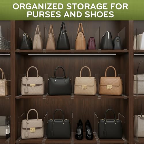 12 Pack Clear Shelf Dividers & Purse Organizer for Closet, Small Closet Organizers and Storage, Perfect for Sweaters, Shirts, Towels, Handbags & Books Organization - size: 12 Pack