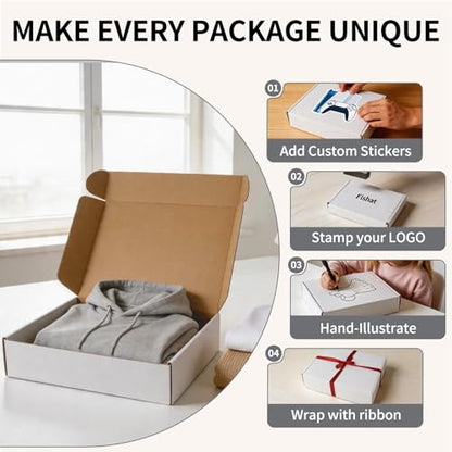 Fishat 13" x 10" x 3" White Corrugated Cardboard Shipping Boxes Set of 5 - size: 13" x 10" x 3"