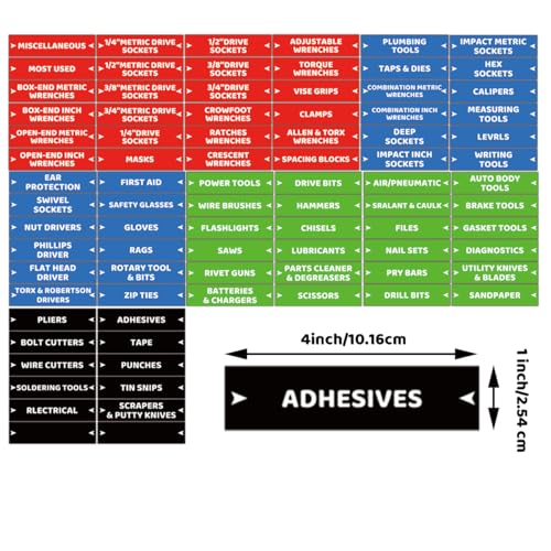 84 PCS Magnetic Socket Labels for Tool Chest 1 x 4 Inch