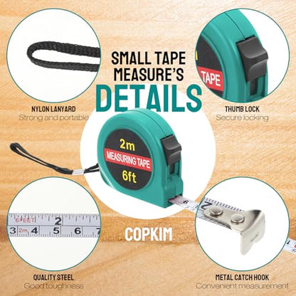 Copkim 50 Pcs 6 ft Mini Tape Measure Retractable Bulk,Water Green - color: Water Green