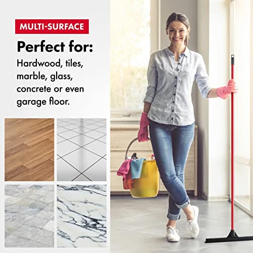 Heavy-Duty Floor Squeegee - Large 18" Wide Blade & 55" Long Handle Professional Grade Concrete, Garage & Commercial Rubber Squeegee Broom Floor Cleaner - Wood, Tile, Shower, Glass, Deck, Window - size: 18 Inch Blade - 1 Piece Handle
