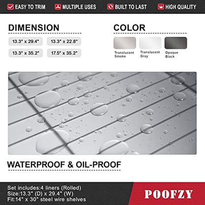 Poofzy Wire Shelf Liner 14" x 30", Set of 4 Clear - color: Clear, size: 14"x30" 4pcs