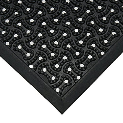 Rubber-Cal "Dura-Scraper Drainage Commercial Door Mat - 3/8 in x 3 ft x 5 ft - Black Rubber Doormats - size: 3' x 5' (Rectangular)