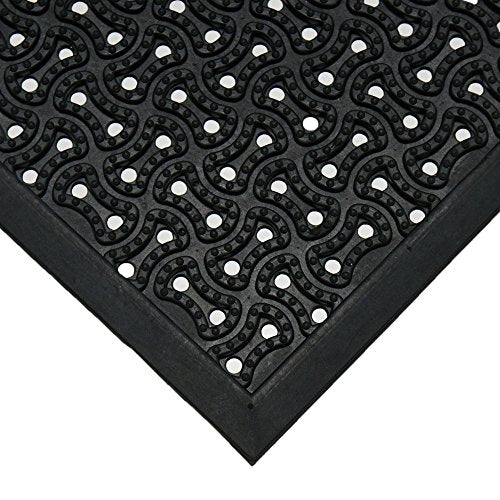 Rubber-Cal Dura-Scraper Drainage Commercial Door Mat - 3/8 in x 2 ft x 3 ft - Black Rubber Doormats - size: 2' x 3' (Rectangular)