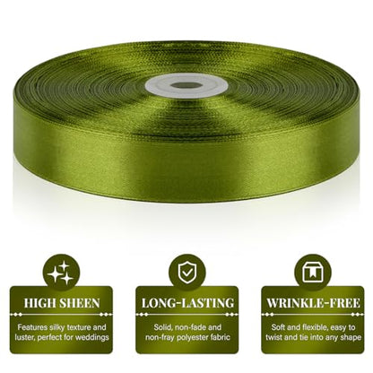 Olive Green Satin Ribbon 1 Inch x 100 Yards - color: Olive Green