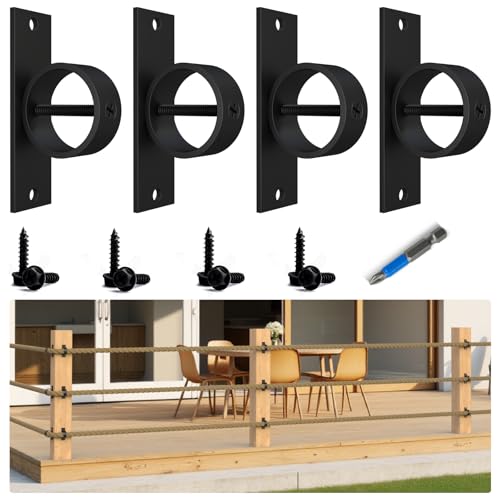 4 Packs 1.5inch Black Rope Support Holder with Cross Screw - size: 1.5" for side post