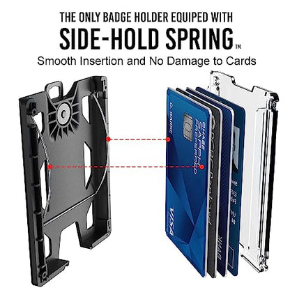 GOVO T4 Badge Holder/Wallet - Durable Polycarbonate ID/Credit Holder with Metal Clip and 4 Cards Slot (Holds 1to 4 Cards) Black - color: Black