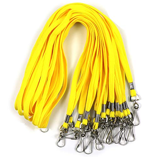 Beebel Lanyards 100 Pack Black Lanyards with Swivel Hook Clips for ID Name Badge Holder (Yellow, 100 Pack) - color: Yellow, size: 100 Pack