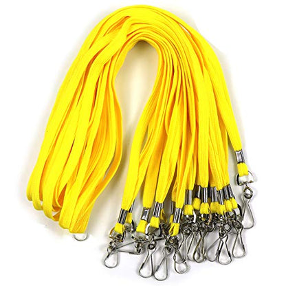 Beebel Lanyards 100 Pack Black Lanyards with Swivel Hook Clips for ID Name Badge Holder (Yellow, 100 Pack) - color: Yellow, size: 100 Pack