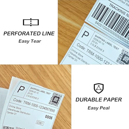 4 x 6 Thermal Shipping Labels 500 Labels Fanfold Direct Thermal Printer Paper Commercial Grade Thermal Printer Sticke Perforated Thermal Printer Labels, 1 Stack