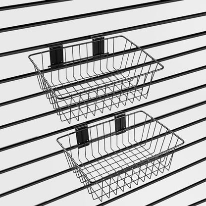 Polmart Slatwall Basket, Black (11¾" x 7⅞", 2-Pack)