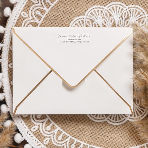 Clear Save the Date Rolled Address Labels / 250 Personalized Return Address Labels/Designer Address Stickers in Elegant Plastic Dispenser - size: 250 Labels, style: Clear Save the date