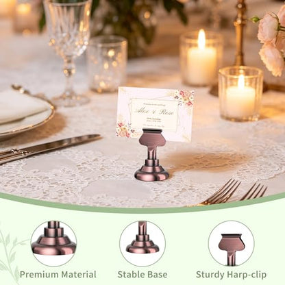 Urban Deco 16PK Table Number & Place Card Holders - 1.7 Inch Steel Holders for Photos, Food Signs, Memo Notes, Weddings, Restaurants, Birthdays (Copper) - color: Antique Copper 16PK