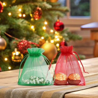 Wudygirl 100 PCS Organza Bags 3.9"x4.7" Gift Bags with Drawstring Red - color: Red, size: 3.9x4.7 IN