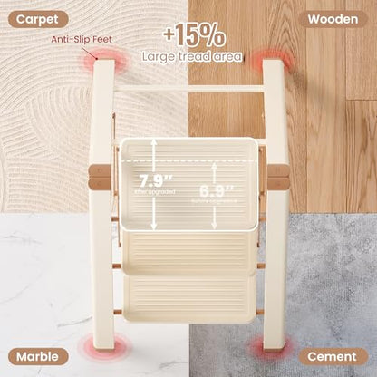 3 Step Ladder, Folding Step Stool with Anti Slip Widened Pedal - size: 3 Step