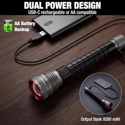 Arrow Rechargeable IPX7 Flashlights 12000 Lumens with 6 Lighting Modes