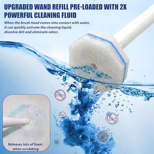 Disposable Toilet Bowl Cleaner Wand and Holder Set with 30 Refills