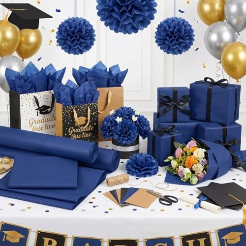 500 Sheets Navy Blue Tissue Paper Bulk 15 x 20 Inch for Rosh Hashanah Gifts - color: Navy Blue, size: 15 x 20 Inch