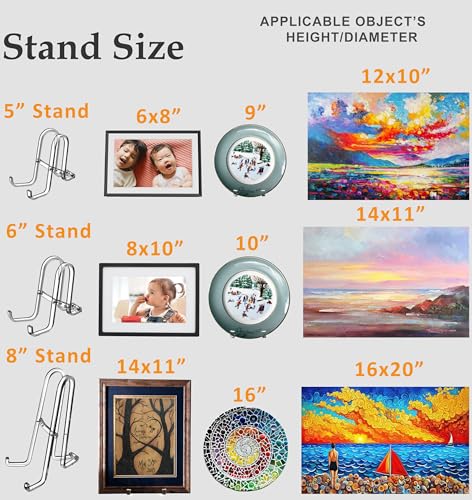 AMT 8 Inch Acrylic Plate Stands for Display - Plate Holder Display Stand + Frame Holder Stand for Picture - color: 8 Inch