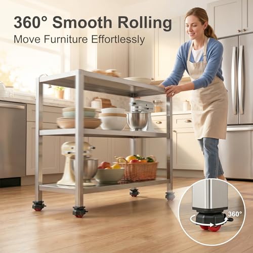 Zerobe Self-Adhesive Furniture Wheels: Silent Brake Casters (4-Pack)