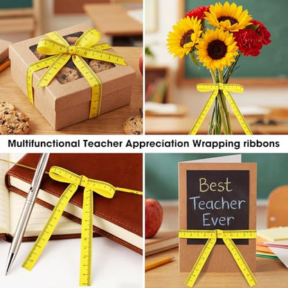 Sosation 50 Pcs Teacher Appreciation Ribbon Bows Pretied Xmas Gift, Ruler
