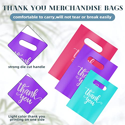 Eersida 200 Pcs Thank You Bags for Small Business, Pink, Purple, Turquoise - color: Pink, Purple, Turquoise