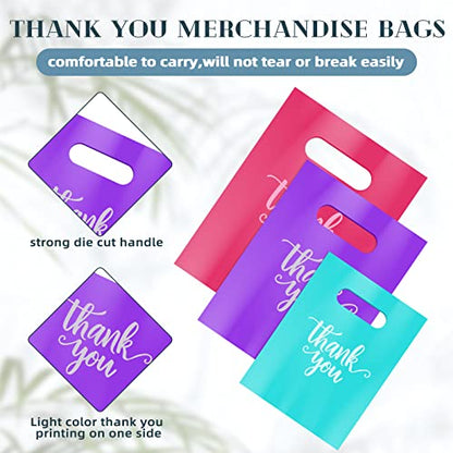Eersida 200 Pcs Thank You Bags for Small Business, Pink, Purple, Turquoise - color: Pink, Purple, Turquoise