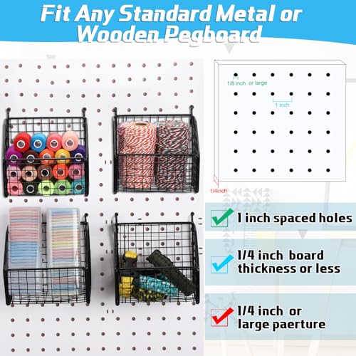 Reallnaive 6 Pack Black Pegboard Baskets 5.1 x 5.1 x 3.5 Inch - color: Black, size: 5.1 x 5.1 x 3.5 Inch